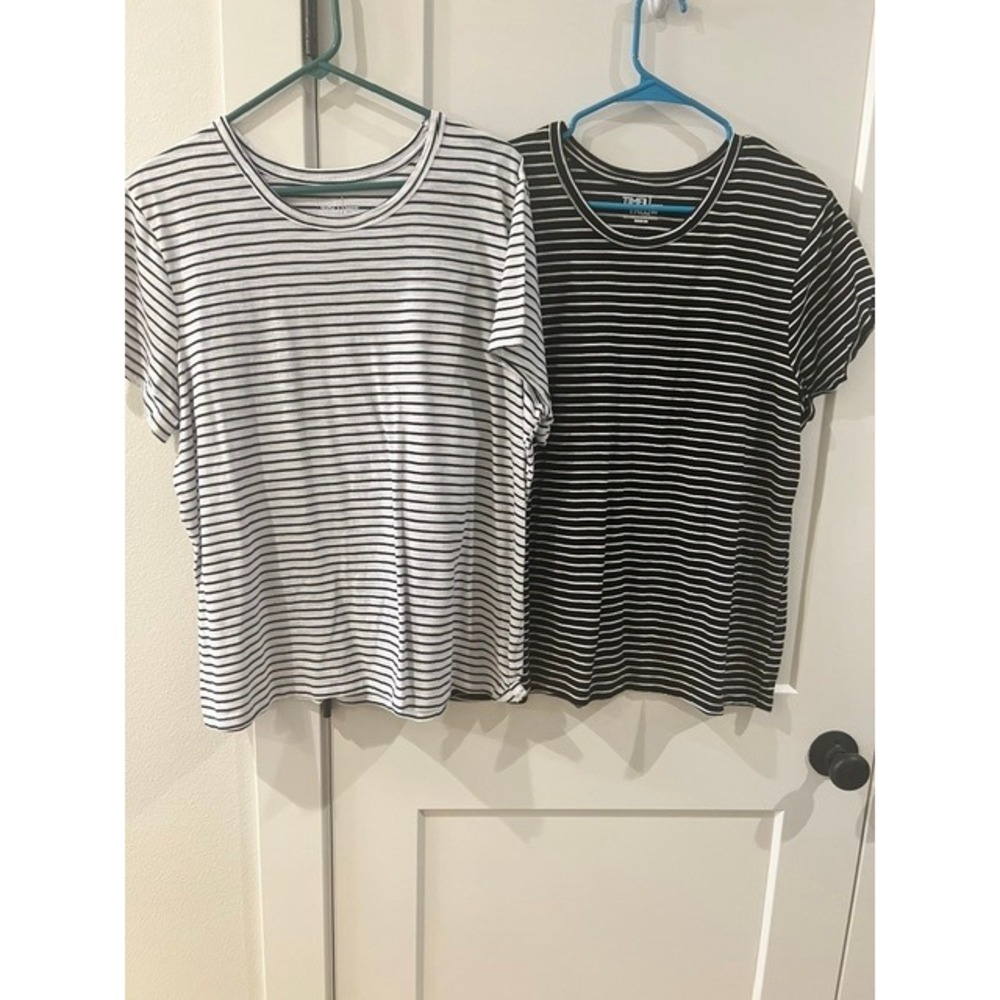 Time and Tru Womens XXXL 22 Striped T-Shirt Bundle Black White Short Sleeve 2pk